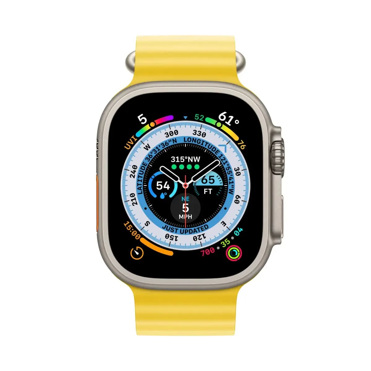 Apple Watch Ultra Titanium Case with Yellow Ocean Band - Image 1